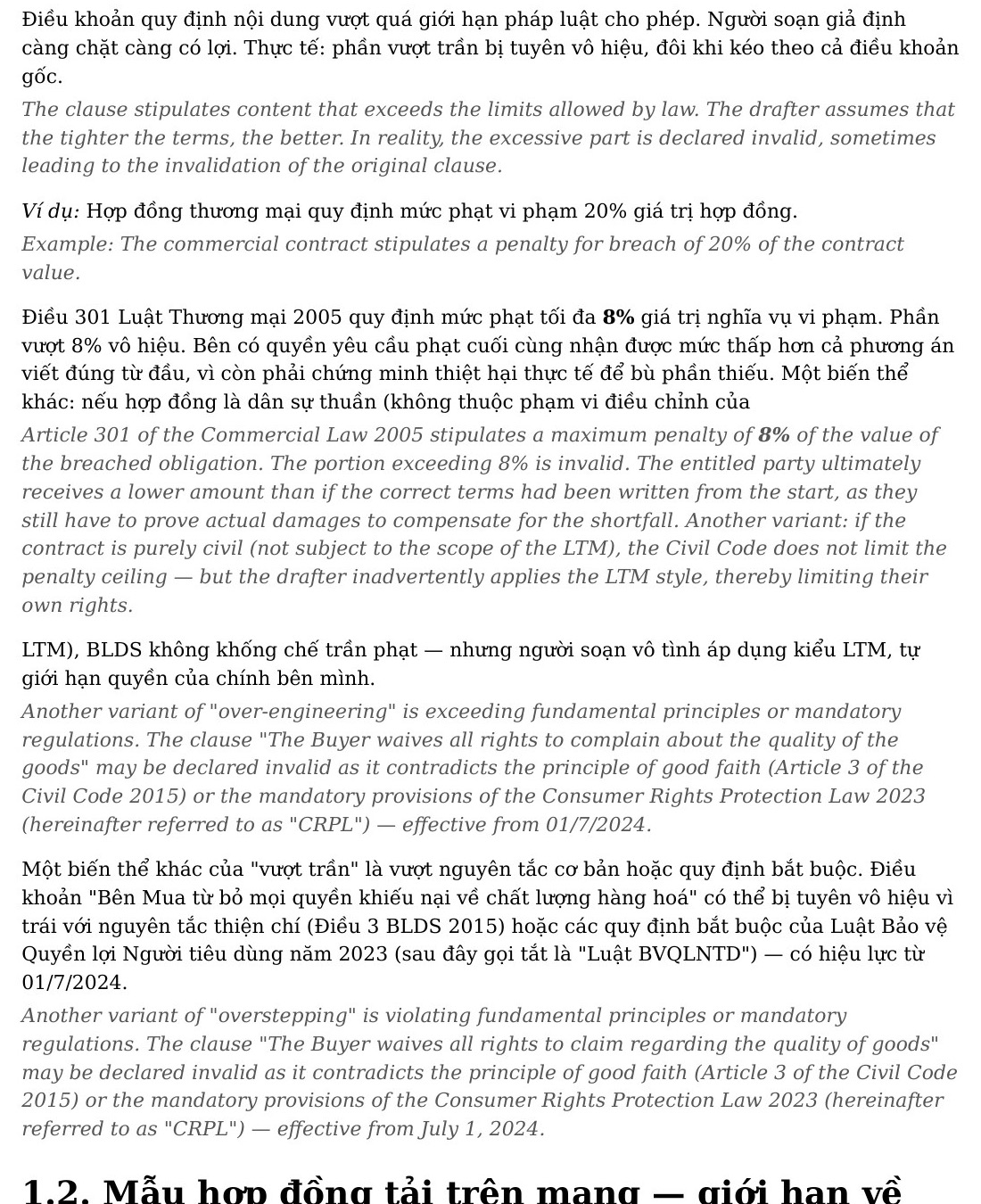 Bilingual PDF reading page with Vietnamese source text and English translation